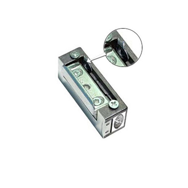 R4-12.20--Elektrozaczep symetryczny R4-12.20 wyposażony jest w funkcję blokady zapadki ? przesunięcie dźwigni blokady umożliwia otwarcie drzwi na stałe bez użycia impulsu elektrycznego.