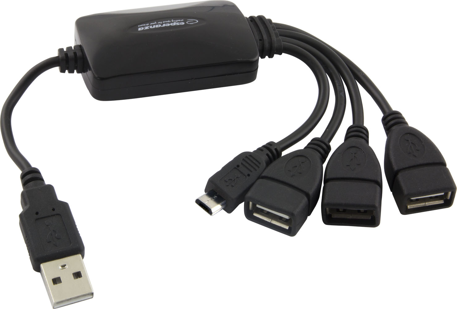 ESP-EA158--EA158 Hub USB 2.0 3 porty USB + 1 port micro USB EsperanzaDane techniczne:Mały, łatwy w użyciu HUB USB 2.0 z możliwością podłaczenia4 dodatkowych urządzeń posiadających wyjście USBIdealny dla użytkownik&amp;oacute;w komputer&amp;oacute;w stac