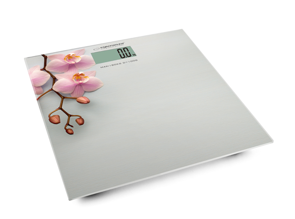 ESP-EBS010--EBS010 Waga łazienkowa cyfrowa OrchidUltra cienka waga elektroniczna specjalnie zaprojektowana dla tych, kt&amp;oacute;rzy dbają o swoje zdrowie i kondycję fizyczną. Stylowe wzornictwo, duży wyświetlacz, łatwe użytkowanie.Specyfikacja:Waga łazien