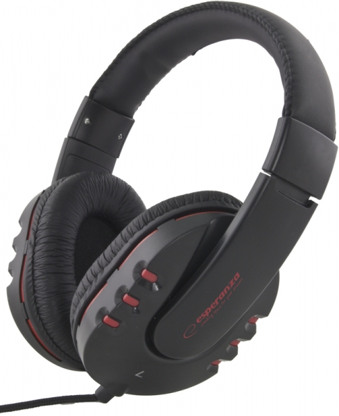ESP-EH142K--EH142K Słuchawki Audio Maui czarne EsperanzaWysokiej jakości klasyczne słuchawki stereofoniczne z płynną regulacją głośności. Pałąk nagłowny został wyłożony miękką pianką. Posiada obustronną regulację długości, dzieki czemu idelanie dopasowuje się do