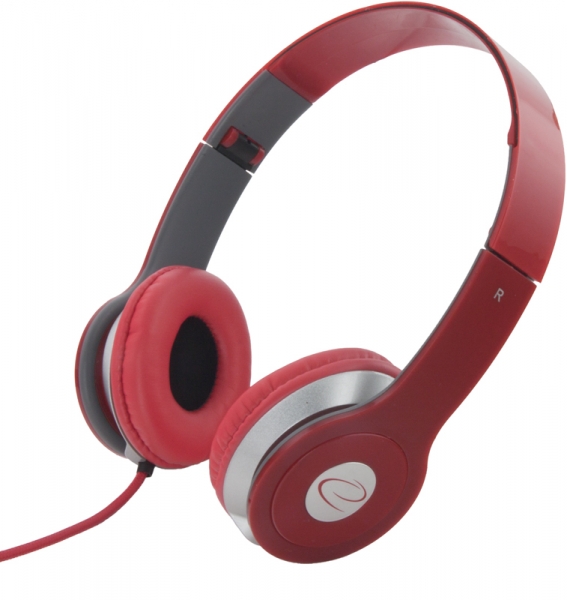 ESP-EH145R--EH145R Słuchawki Audio Techno czerwone EsperanzaWysokiej jakości klasyczne słuchawki stereofoniczne z płynną regulacją głośności. Pałąk nagłowny posiada obustronną regulację długości, dzieki czemu idealnie dopasowuje się do kształtu głowy. Poduszki u
