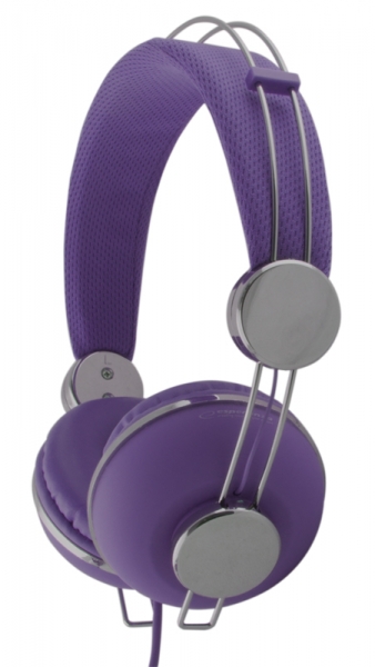 ESP-EH149V--EH149V Słuchawki Audio Macau fioletowe EsperanzaWysokiej jakości klasyczne słuchawki stereofoniczne z płynną regulacją głośności. Pałąk nagłowny został wyłożony miękką pianką i posiada obustronną regulację długości, dzieki czemu idelanie dopasowuje s