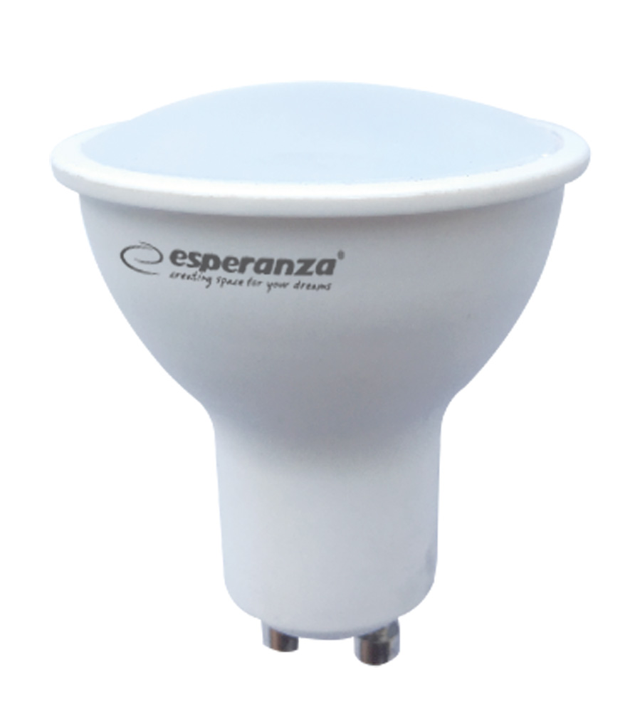 ESP-ELL140--ELL140 Żar&amp;oacute;wka LED GU10 3W EsperanzaSpecyfikacja:GU10Napięcie: 220-240V/50HzMoc: 3WJasność: 260 lmBarwa światła: ciepły biały (3000K)Kąt świecenia: 120&amp;deg;Wymiary: 50x60 [mm]CRI &amp;gt;80Żywotność: 30000 hKlasa energetycz