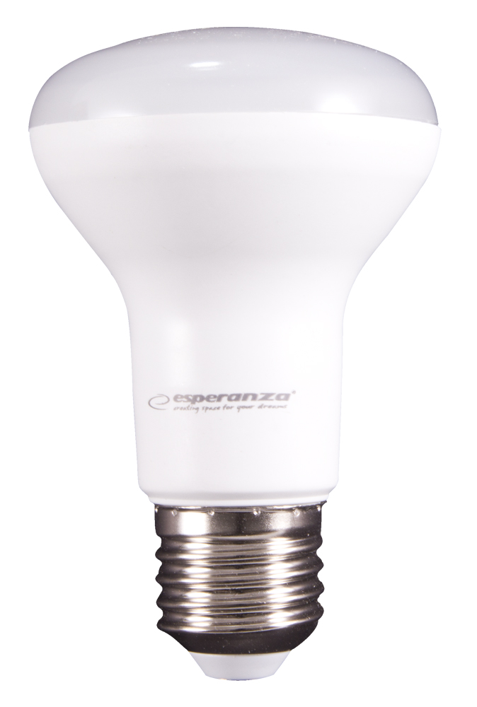 ESP-ELL163--ELL163 Żar&amp;oacute;wka LED R63 E27 8W EsperanzaSpecyfikacja:R63 E27Napięcie: 220-240V/50HzMoc: 8WJasność: 720 lmBarwa światła: ciepły biały (3000K)Kąt świecenia: 120&amp;deg;Wymiary: 63x100 [mm]CRI &amp;gt;80Żywotność: 30000 hKlasa ene