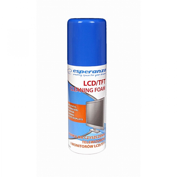 ESP-ES101--ES101 Pianka do czyszczenia monitor&amp;oacute;w LCD/TFT 100ml EsperanzaAntystatyczna, bakteriob&amp;oacute;jcza pianka do czyszczenia wyświetlaczy ciekłokrystalicznych LCD/TFT w notebookach, tabletach, telewizorach, monitorach i innych urząd