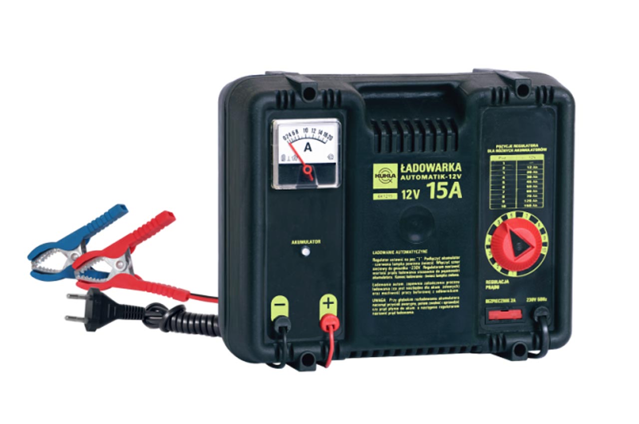 AMI-K5507--K5507 Kukla prostownik BK 5 12V/15A AutomatikŁadowarka akumulatorowa przystosowana do ładowania akumulator&amp;oacute;w żelowych i zwykłych,z płynną regulacją prądu ładowania. Optymalny dla akumulator&amp;oacute;w do 150AhCharakterystyka:napi