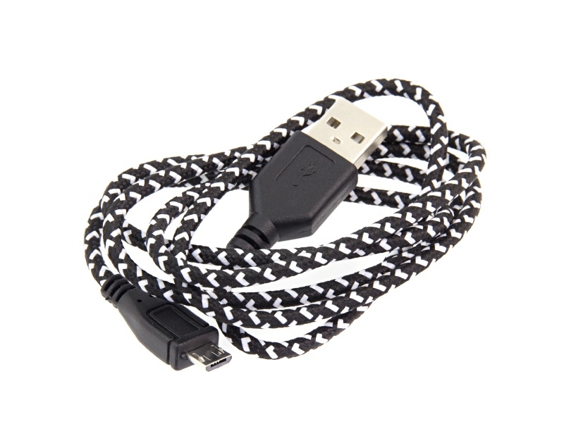 KK21C--KK21C Kabel micro USB 1m czarny oplotFabrycznie nowy kabel USB-microUSB przeznaczony do wszystkich urządzeń zgodnych ze standardem Micro USB.Kabel w pełni kompatybilny z USB 2.0 umożliwiający transfer do 480 Mbit/sek.Zastosowanie: do kamer i aparat&a