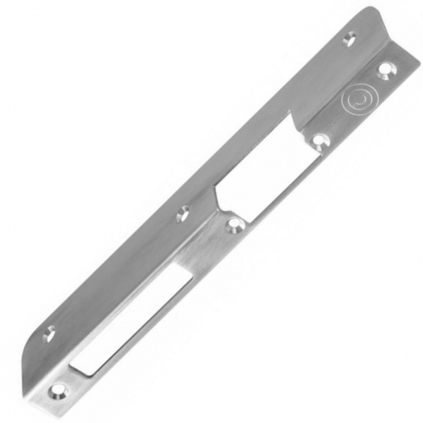 OR-EZ-4001SRP1--Szyld kątowy długi, wykonany ze stopu aluminiowo-cynkowego (nierdzewnego), przeznaczony do drzwi prawych lub lewych, przystosowany do montażu w słupku klinkierowym, metalowym, drewnianym itp. Przeznaczony do elektrozaczepów z serii MINI: OR-EZ-4001, 