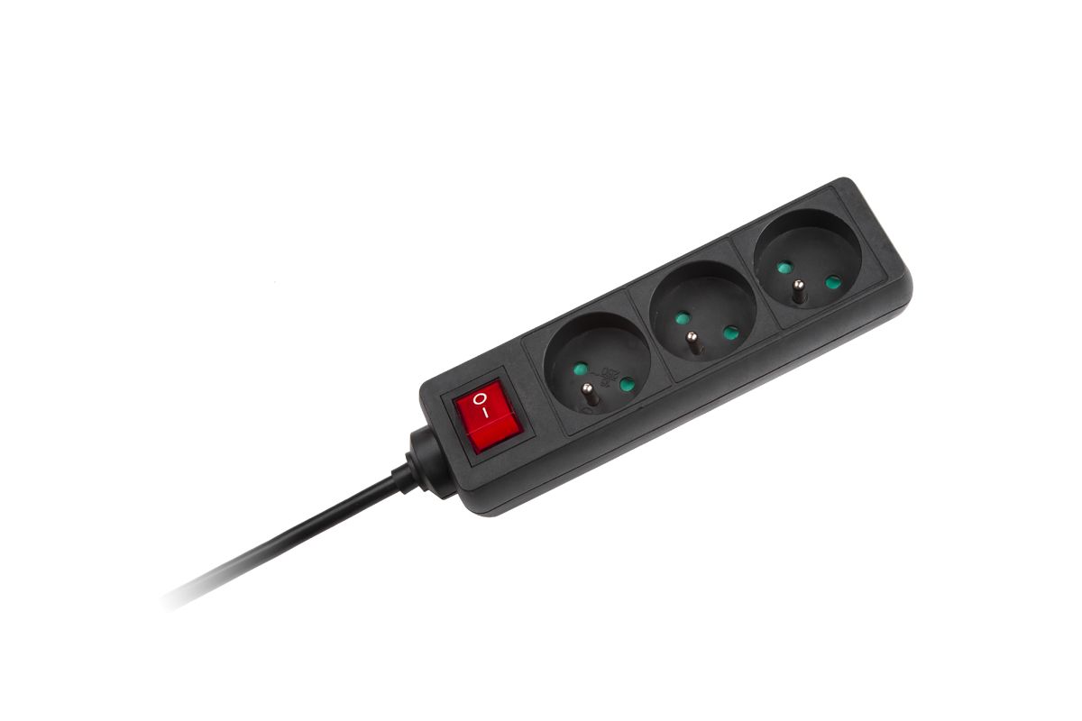 LEC-URZ3197-3B--URZ3197-3B Przedłużacz czarny Kemot z przełacznikiem 3 gniazda- 3m (1,5mm)Dane techniczne:Ilość gniazd: 3Długość: 3mPrzełącznik: TakKolor: czarny