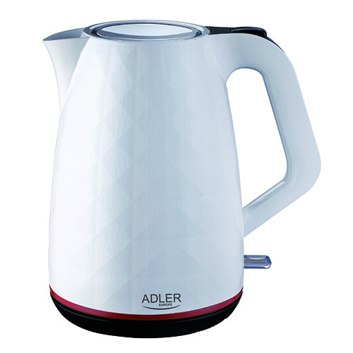 AD 1277 white--Czajnik Adler AD 1277 o mocy maks. 2200W wyznacza nowe trendy w designie sprzętu domowego. To ekskluzywna seria czajników, wybierana przez ludzi, którzy cenią atrakcyjny wygląd. Czajnik AD 1277 to znacznie więcej niż tylko przedmiot użytkowy - stanow