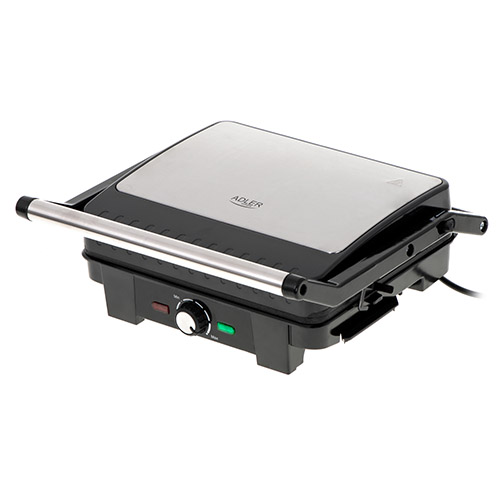 AD 3051--Grill elektryczny Adler AD 3051 o mocy maksymalnej 2800W daje możliwość przygotowania szerokiej gamy ciepłych posiłków ? od opiekanych burgerów, przez steki, karkówkę, kurczaka i inne mięsa, po grillowane warzywa i sery. Płyty grzejne są zabezpieczon