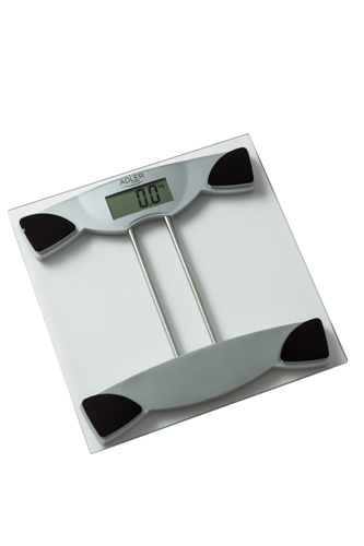 AD 8124--Precyzyjna elektroniczna waga łazienkowa z udźwigiem maksymalnym 150 kg. Doskonały wybór dla sportowców, osób odchudzających się i innych osób dbających o masę ciała. Wykonanie z wytrzymałego szkła hartowanego zapewnia bezpieczeństwo użytkowania i na