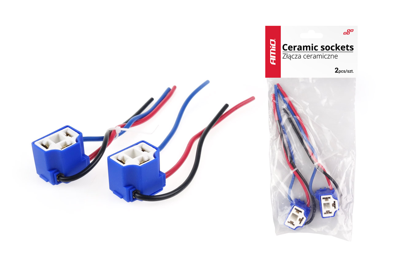 AMI-01140--Gniazdo przeznaczone do wszystkich reflektorów i lamp samochodowych z żarówkami typu H4 L CSL-H4 umożliwiające montaż instalacji elektrycznej lub wymianę zużytej już kostki. Produkt posiada oprawę ceramiczną, dzięki której gniazdo jest odporne na wys