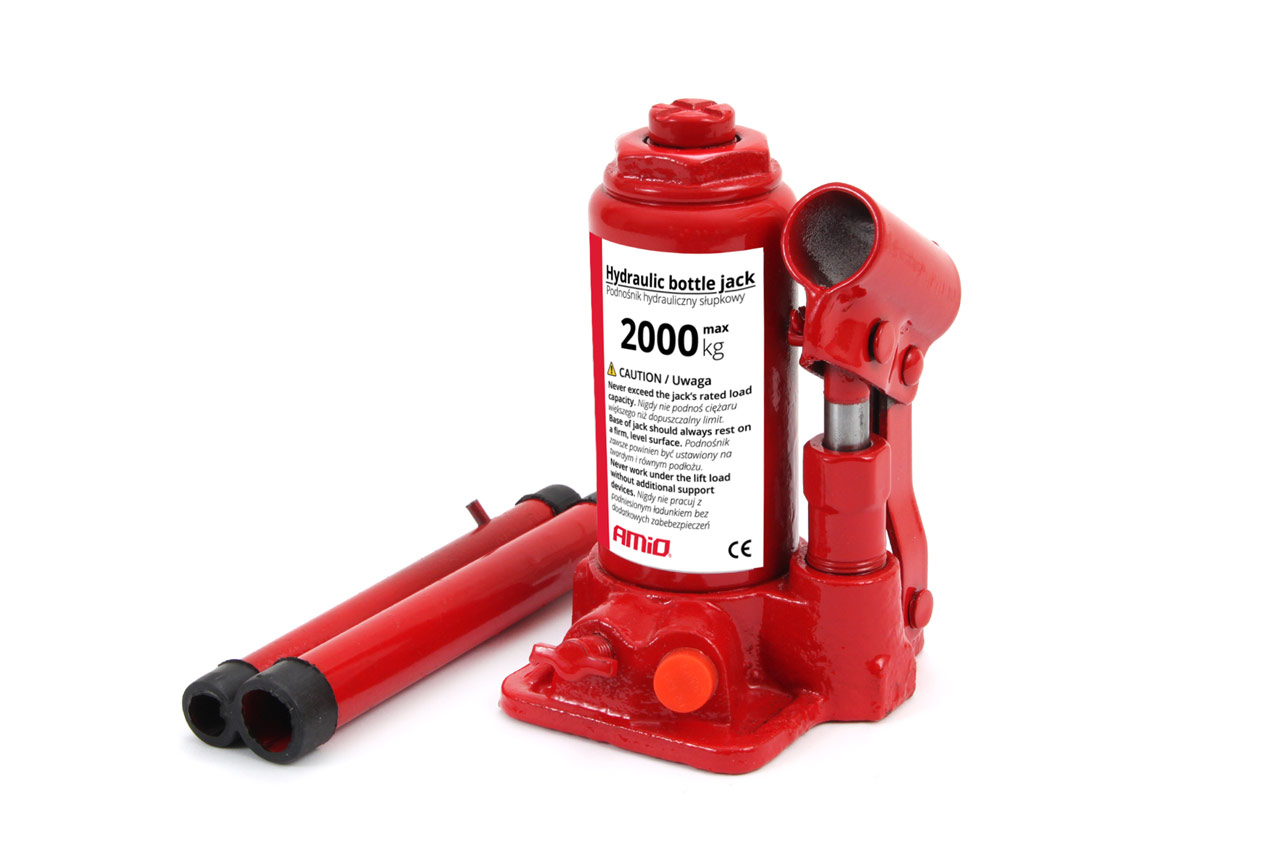 AMI-01270--WŁAŚCIWOŚCI: maksymalny udźwig do 2000 kg wysokość podnoszenia ok. 150 - 280 mm solidna konstrukcja urządzenia precyzyjna regulacja wysokości dzięki wykręcanemu trzpieniowi delikatne opuszczanie za pomocą zaworu zwalniającego dwuczęściowy drążek podn