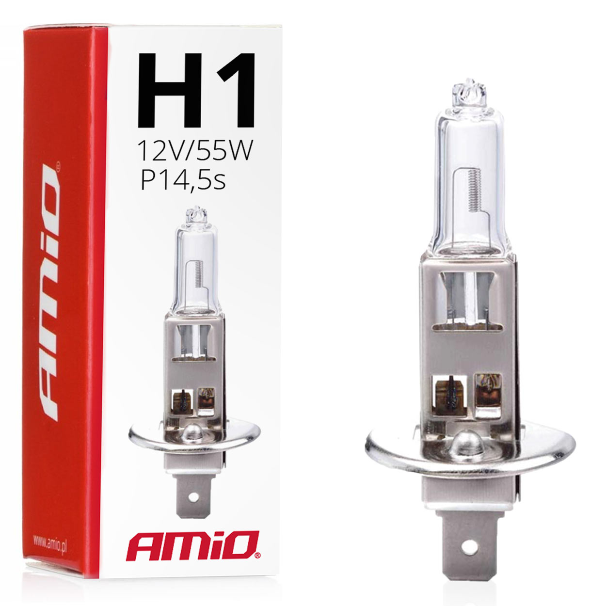 AMI-01484--Rodzaj H1 Napięcie 12V Moc znamionowa 55W Podstawa: P14,5s Filtr UV Tak Homologacja E4 Minimalna ilość dla odbiorców hurtowych 10 sztuk lub wielokrotność. Karton zbiorcze: 1000 szt