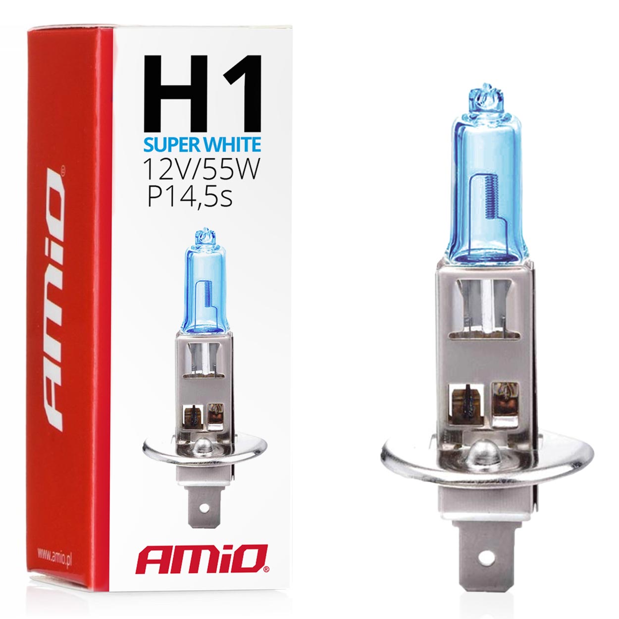 AMI-01489--Specyfikacja techniczna: Typ: H1 Trzonek: P14,5s Napięcie: 12V Moc: 55W Homologacja: E4 Filtr UV