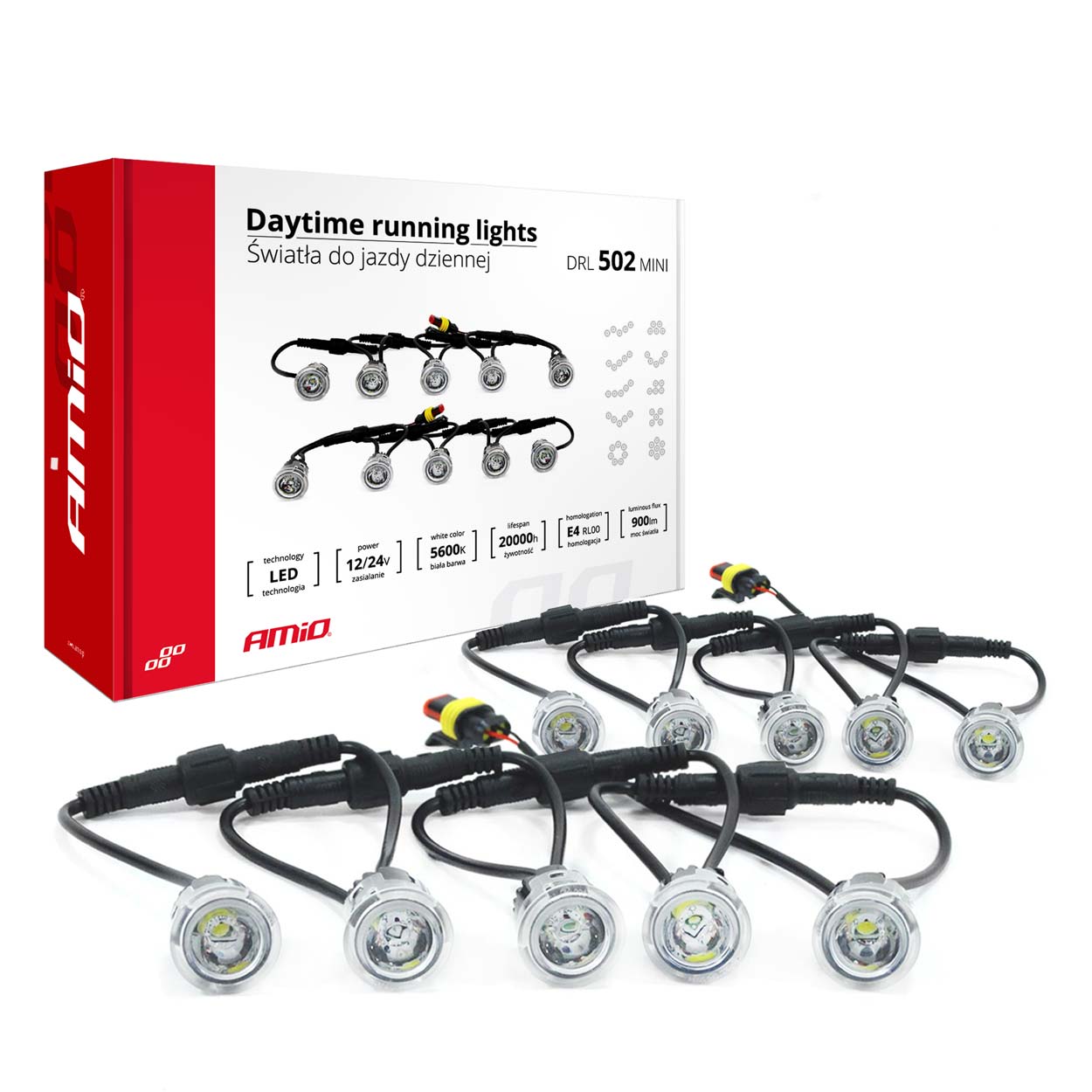 AMI-01521--Światła do jazdy dziennej 502 HP mini cechuje możliwość ułożenia wielu konfiguracji montażu co pozwala uzyskać unikalny i nowoczesny wygląd pojazdu. Wymiar jednego oczka to zaledwie 23 mm. Zestaw składanie się z 10 modułów (oczek), które zostały wypo