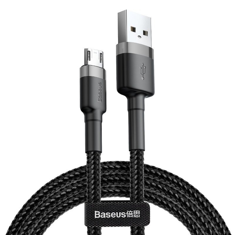 AMI-BAS28033--Kabel Baseus z serii Cafule Kabel USB - micro USB marki Baseus o wzmocnionej konstrukcji. Obsługuje szybkie ładowanie oraz wymianę danych do 480mb/s (np. z komputerem). Przy dwustronnym złączu Micro USB nie musimy się martwić przy podłączaniu kabla d