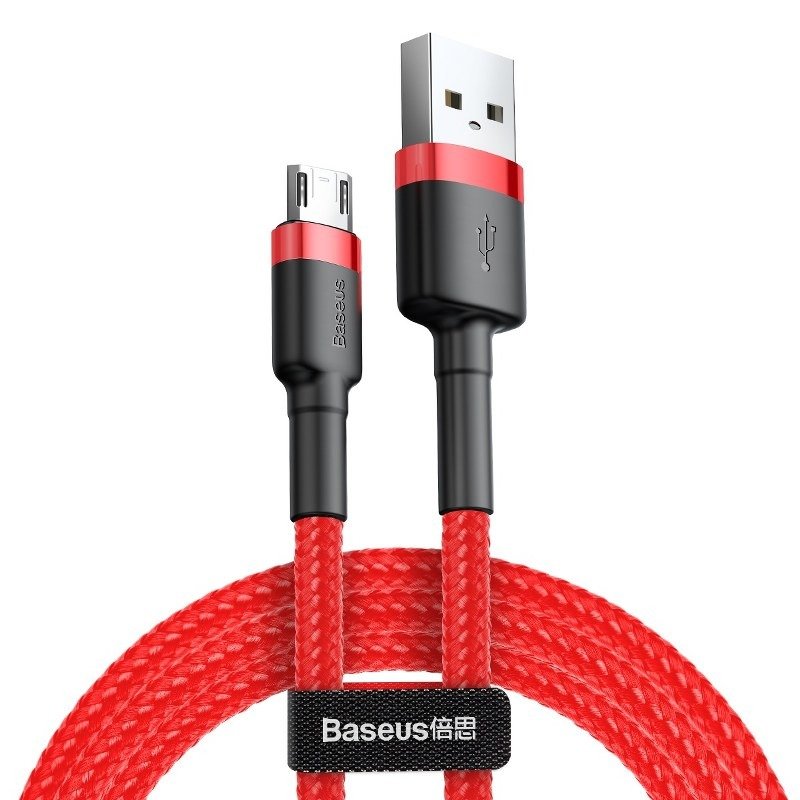 AMI-BAS28035--Kabel Baseus z serii Cafule Kabel USB - micro USB marki Baseus o wzmocnionej konstrukcji. Obsługuje szybkie ładowanie oraz wymianę danych do 480mb/s (np. z komputerem). Przy dwustronnym złączu Micro USB nie musimy się martwić przy podłączaniu kabla d