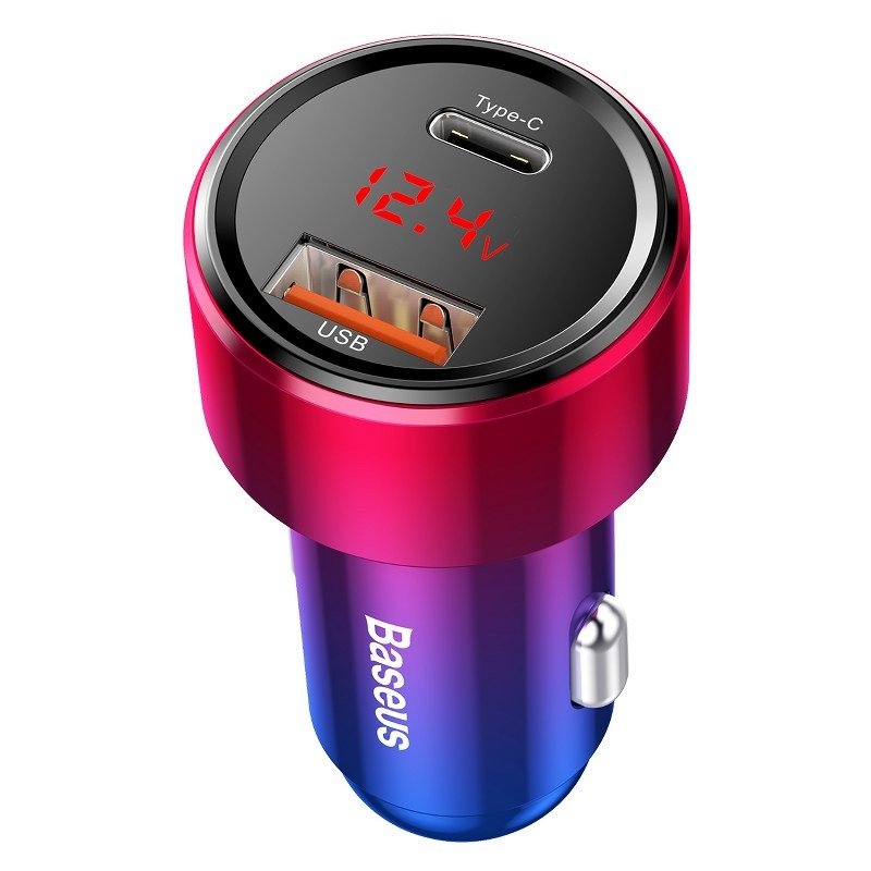 AMI-BAS29320--Wydajna ładowarka samochodowa Baseus z wejściem USB i USB typu C Inteligentna ładowarka samochodowa, która dostosowuje moc zasilania w zależności od ładowanego urządzenia. Umożliwia bezpieczne ładowanie, bez obaw o uszkodzenie sprzętu. Pozwala na ład
