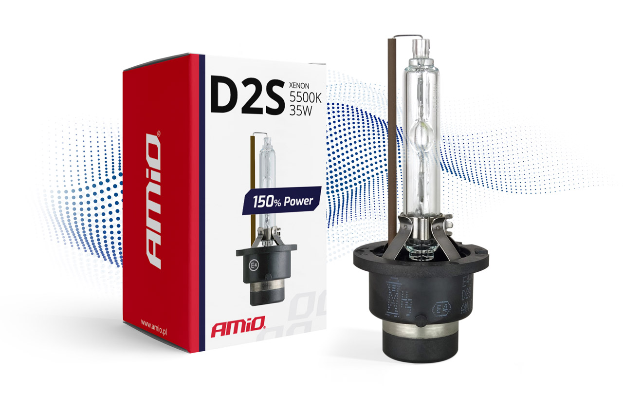 AMI-01973--HOMOLOGACJA: E4 Nawet o 150 % więcej światła* Wiązka dłuższa nawet o 20 m* HID Żarnik xenonowy typu D2S +150% POWER jest zdecydowanie silniejszą wersją standardowego żarnika D2S. Dzięki nowej technologii żarnik jest aż o 50% wydajniejszy (większa jas