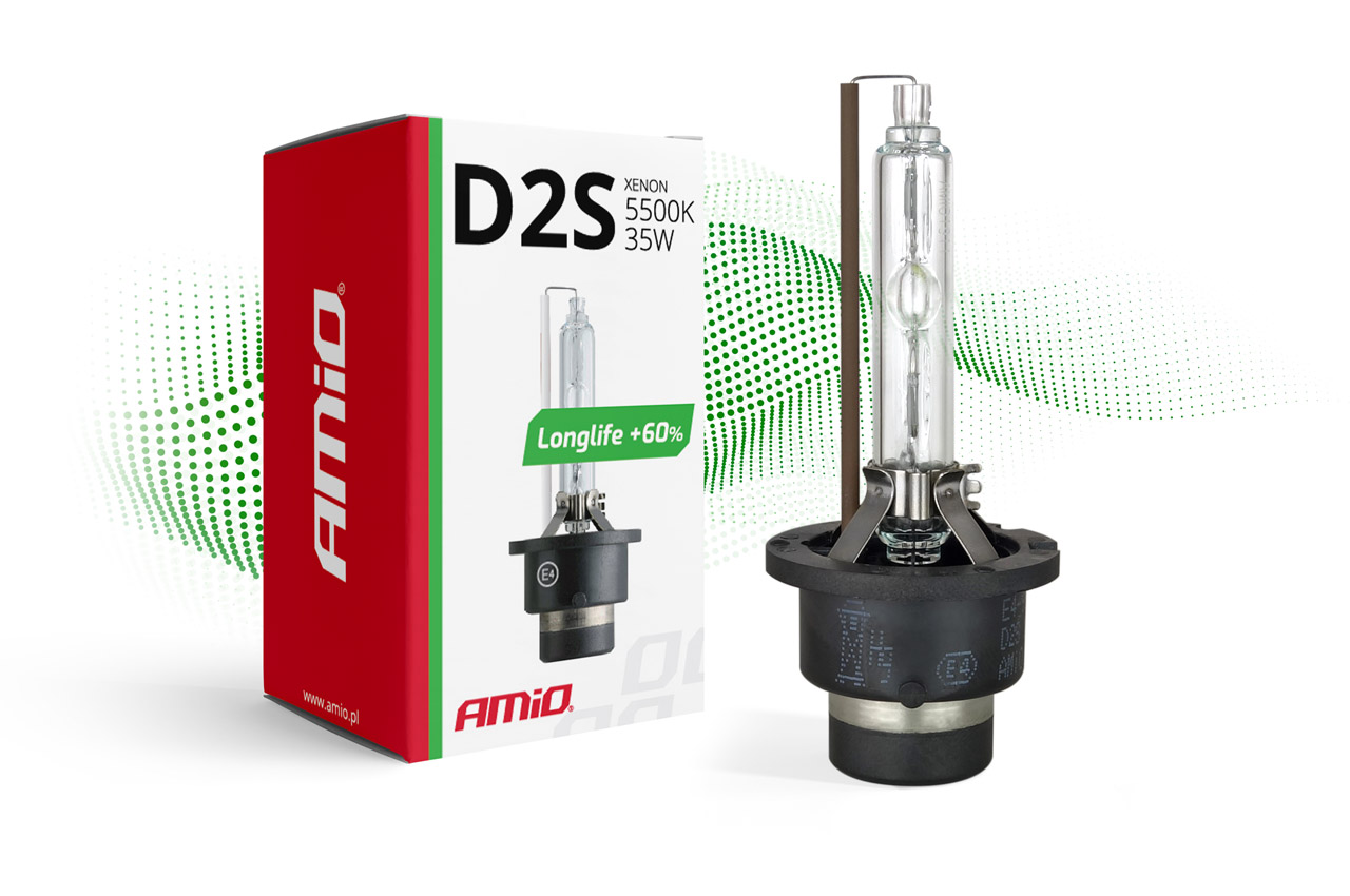 AMI-01974--HOMOLOGACJA: E4 O 60% dłuzsza żywotność* !!! HID Żarnik xenonowy typu D2S LONGLIFE jego wyjątkowa konstrukcja gwarantuje bardzo długą oraz stabilną pracę nawet do 3000h. Żarnik przeznaczony dla oryginalnych reflektorów xenonowych, wymagających żarowe