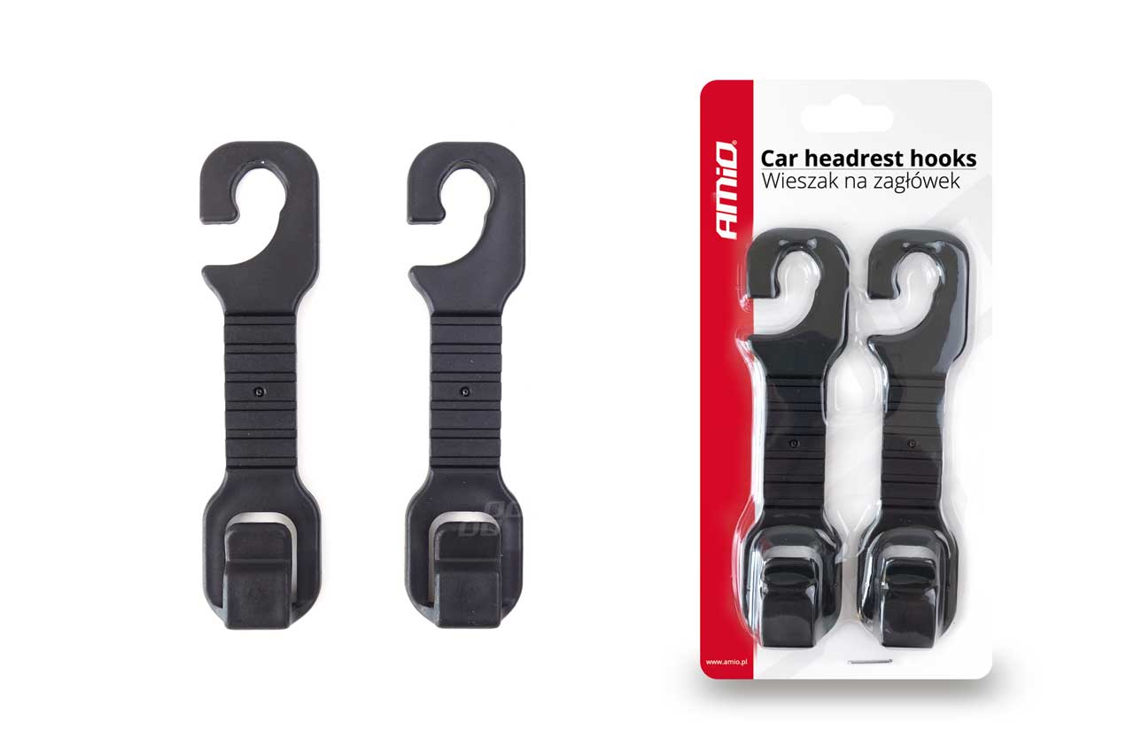 AMI-02167--Wieszak, uchwyt na zagłówek fotela samochodowego Zestaw haków do torebek, toreb spożywczych, toreb na zakupy, parasoli, ubrań, ręczników i innych. Świetne organizery do wygodnego użytkowania w samochodzie. Wykonane z wysokiej jakości materiału, haki 