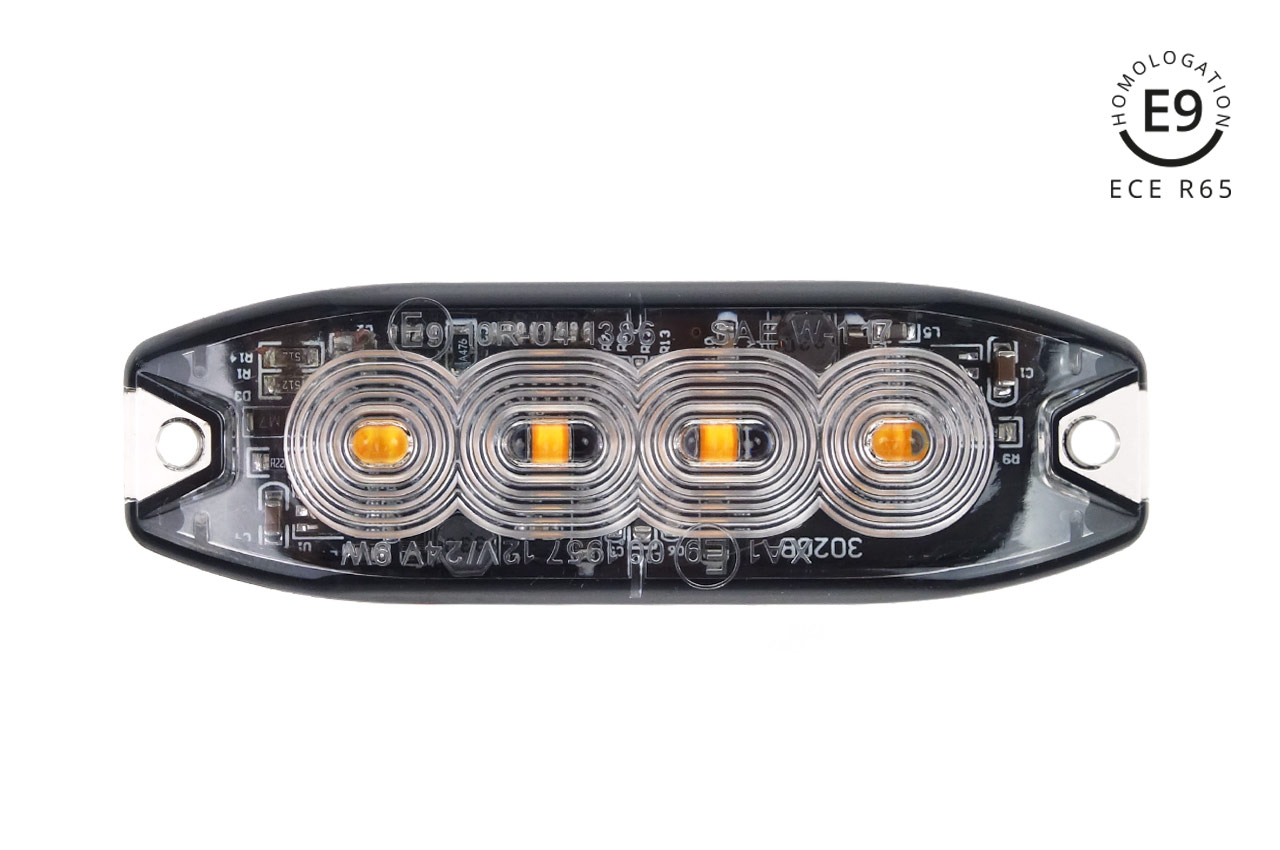 AMI-02298--Specyfikacja Techniczna: - Homologacja: ECE R65,ECE R10 - Diody 4LED x 3 W - Podwójny mrugnięcie SAE J595 CLASS1 - Napięcie stałe: DC 12~24V - Stopień ochrony: IP67 - Posiada 5 klabli, 19 różnych wzorów błyskowych - Posiada funkcje zapamiętywania - M