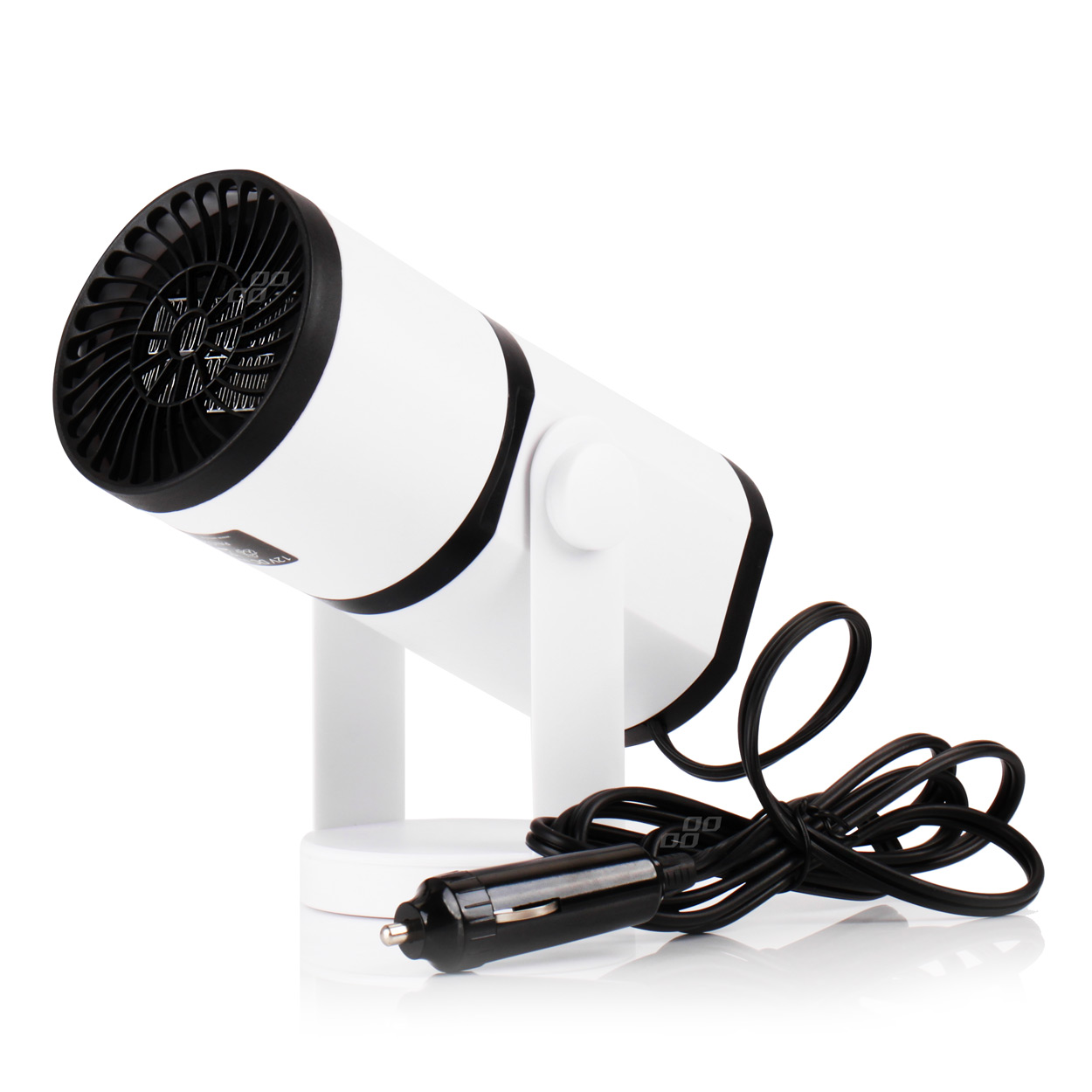 AMI-02897--Nagrzewnica samochodowa, odmrażacz szyby, wentylator. Produkt posiada funkcje ciepłego i zimnego powietrza.. Przystosowany do zasilania z gniazda zapalniczki o napięcie 12 V. Do wyboru funkcji służy przełącznik umieszczony na obudowie. Regulowany uch