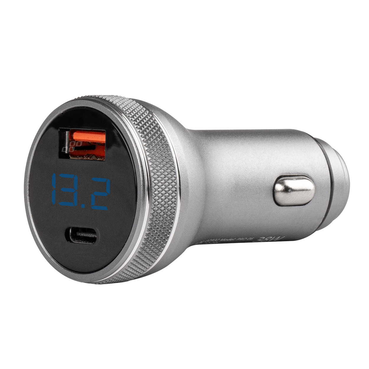 AMI-02932--Inteligentna ładowarka samochodowa (12V / 24V), która dostosowuje moc zasilania w zależności od ładowanego urządzenia. Umożliwia bezpieczne ładowanie, bez obaw o uszkodzenie sprzętu. Pozwala na ładowanie dwóch urządzeń jednocześnie. PODWóJNY PORT USB