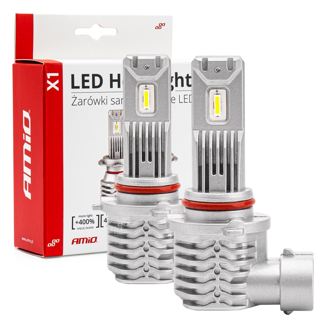 AMI-02969--Żarówki LED HB4 9006 AMiO seria X1 charakteryzują się bardzo wysoką jakością wykonania. Proponowany zestaw emituje jaśniejsze i bardziej skoncentrowane światło, co pozwala na lepszą widoczność drogi w warunkach ograniczonego oświetlenia, takich jak z
