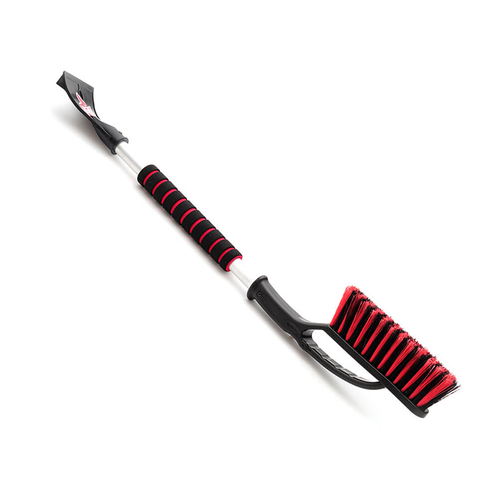 AMI-T9032--Szczotko ? skrobaczka służy do łatwego usuwania śniegu, szronu i lodu z szyb samochodowych. Ta praktyczna szczotka wykonana z trwałego materiału i elastycznego włosia pozwala skutecznie pozbyć się zanieczyszczeń. Skrobak wykonany jest z wysokiej jako