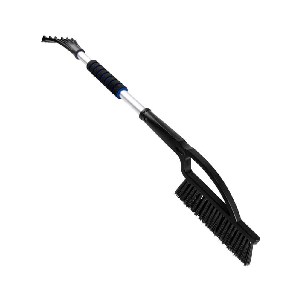 AMI-T9874--Szczotko-skrobaczka do śniegu i lodu 77 cm Praktyczna szczotka + skrobak do usuwania śniegu, szronu i lodu z szyb samochodowych. Właściwości : wykonana z odpornego i trwałego tworzywa miękka rączka zapewnia komfort i wygodę elastyczne włosie pozwala 