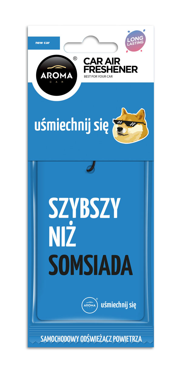 AMI-A10667--Zawieszka zapachowa z najnowszej serii ?Let's smile? od marki Aroma Car. Wysokiej jakości celulozowa zawieszka nasączona jest aromatyzowaną substancją do powieszenia na wewnętrznym lusterku w samochodzie. Seria charakteryzuje się kolorowymi odśw