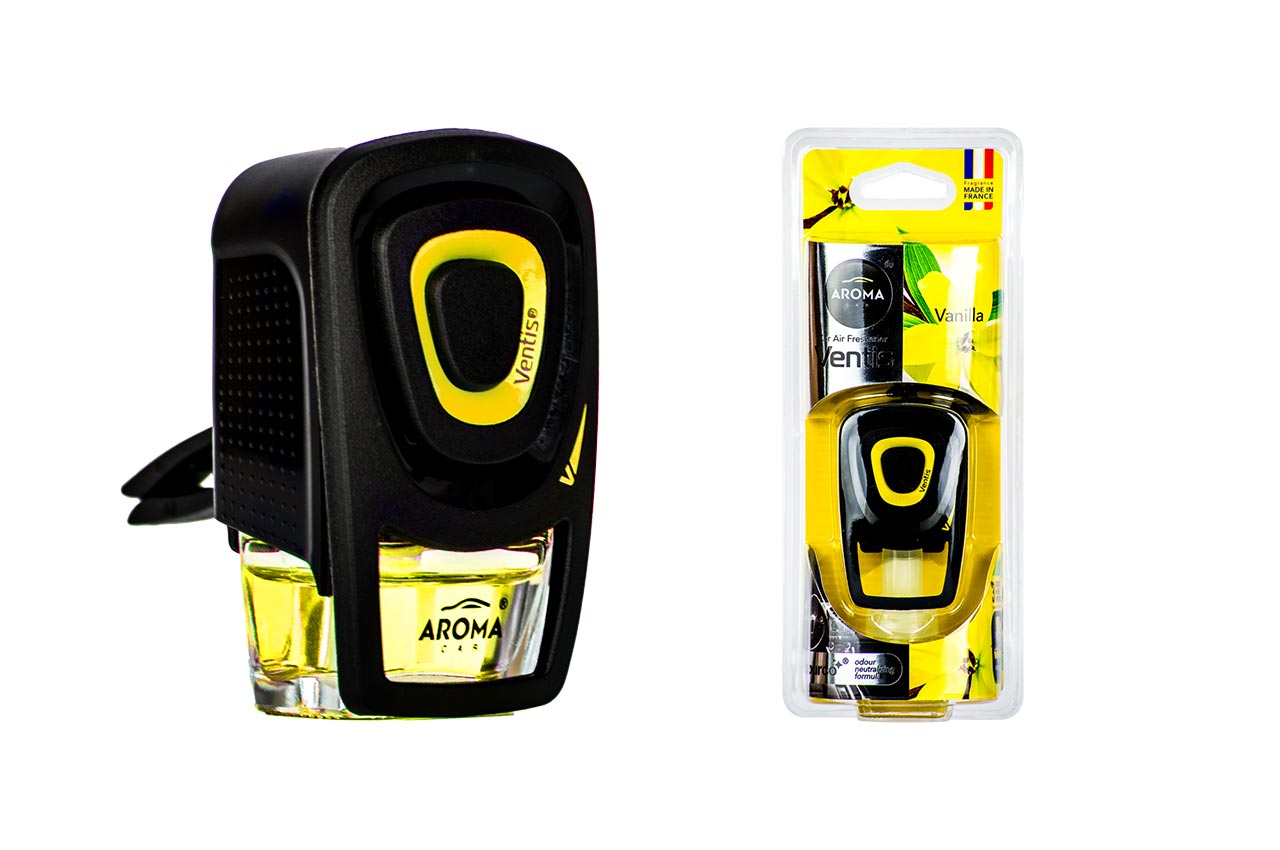 AMI-A92917--Odświeżacz powietrza w kratkę nawiewu, który urzeknie Cię intensywnością swojego zapachu. AROMA CAR VENTIS - Poczuj zapach luksusu i wybierz się w niezapomnianą podróż pełną magii! Intensywny aromat naszego odświeżacza zagwarantuje, że rutyna zniknie
