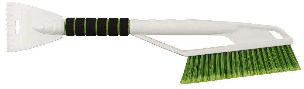 AMI-10761--Zmiotko-skrobak z uchwytem softgrip 55 cm długości Praktyczna szczotka + skrobak do usuwania śniegu, szronu i lodu z szyb samochodowych. Produkt wykonany z odpornego i trwałego tworzywa co zapewnia odpowiednią jego wytrzymałość oraz elastycznego włos