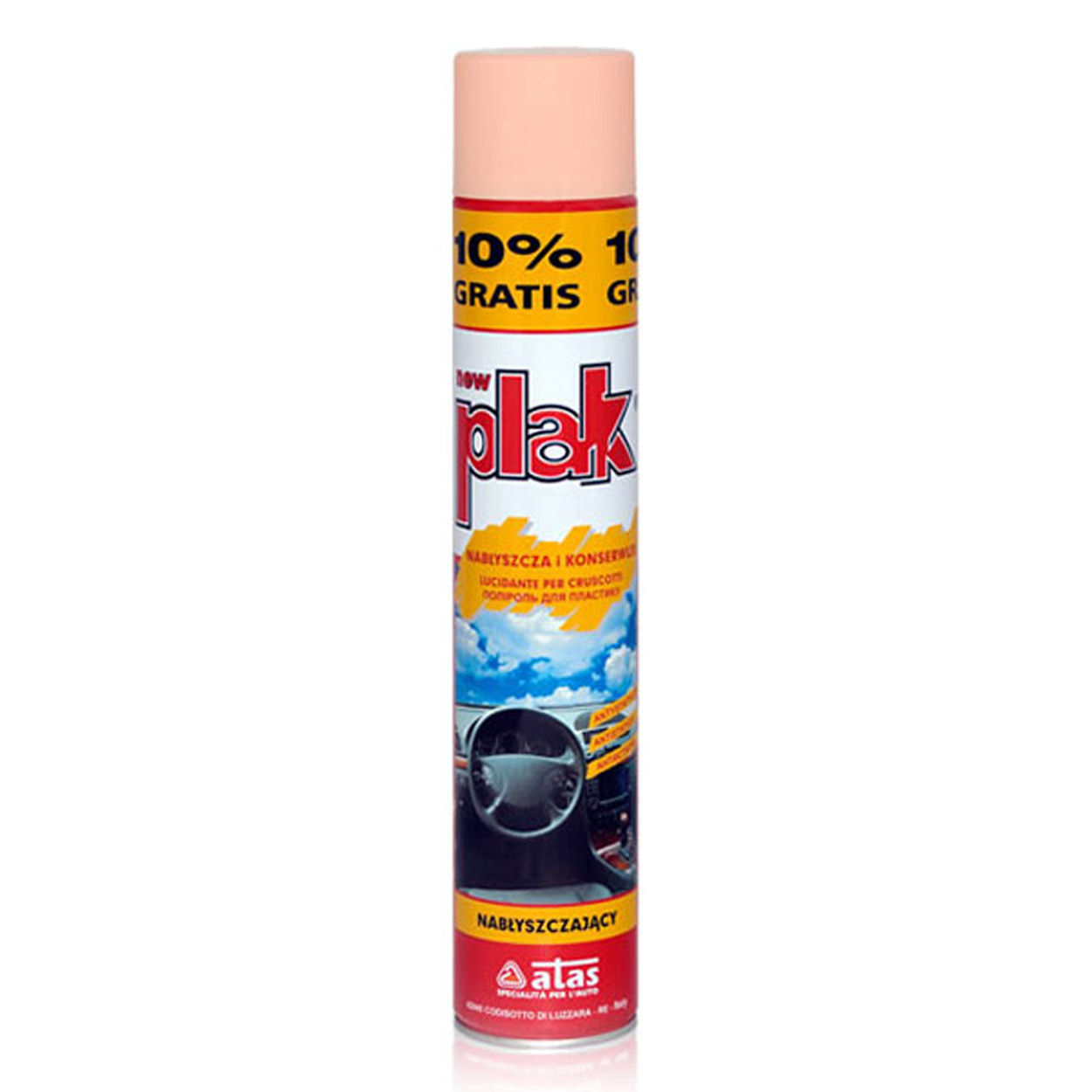 AMI-E0167GR--ATAS PLAK 750ML - Grejpfrut Preparat do czyszczenia i konserwacji kokpitu oraz innych elementów we wnętrzu samochodu wykonanych z tworzyw sztucznych. Nabłyszcza, odświeża kolor i pozostawia przyjemny zapach. Zawiera silikon. Właściwości : pozostawia 