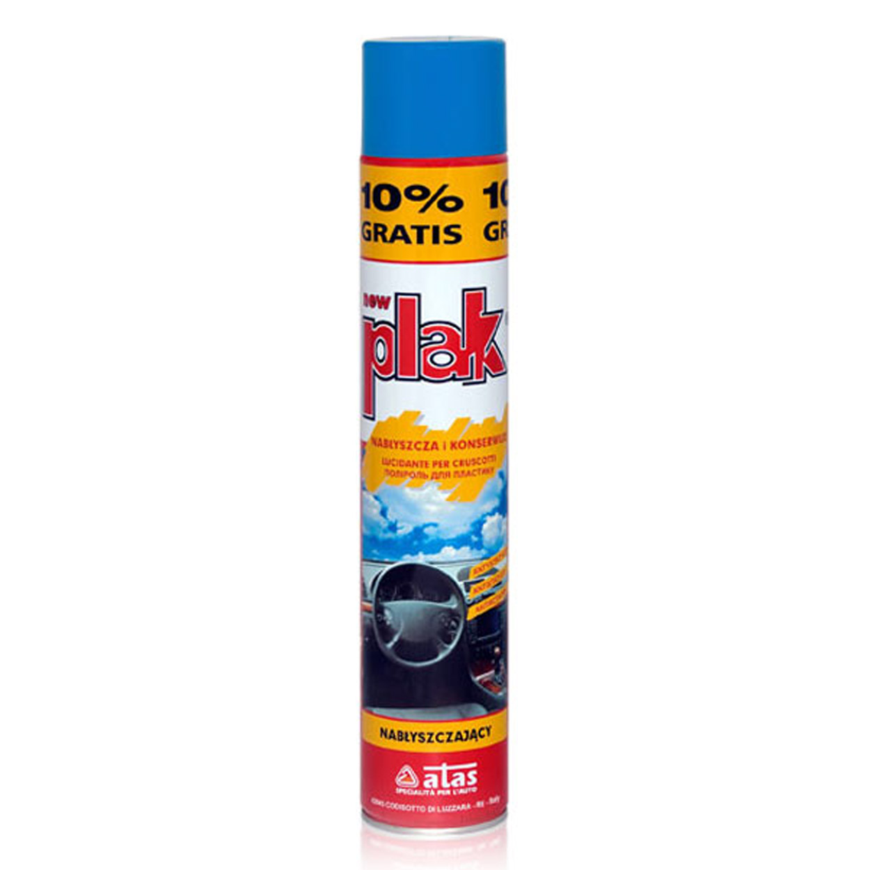 AMI-E0167L--ATAS PLAK 750ML - Lawenda Preparat do czyszczenia i konserwacji kokpitu oraz innych elementów we wnętrzu samochodu wykonanych z tworzyw sztucznych. Nabłyszcza, odświeża kolor i pozostawia przyjemny zapach. Zawiera silikon. Właściwości : pozostawia pr