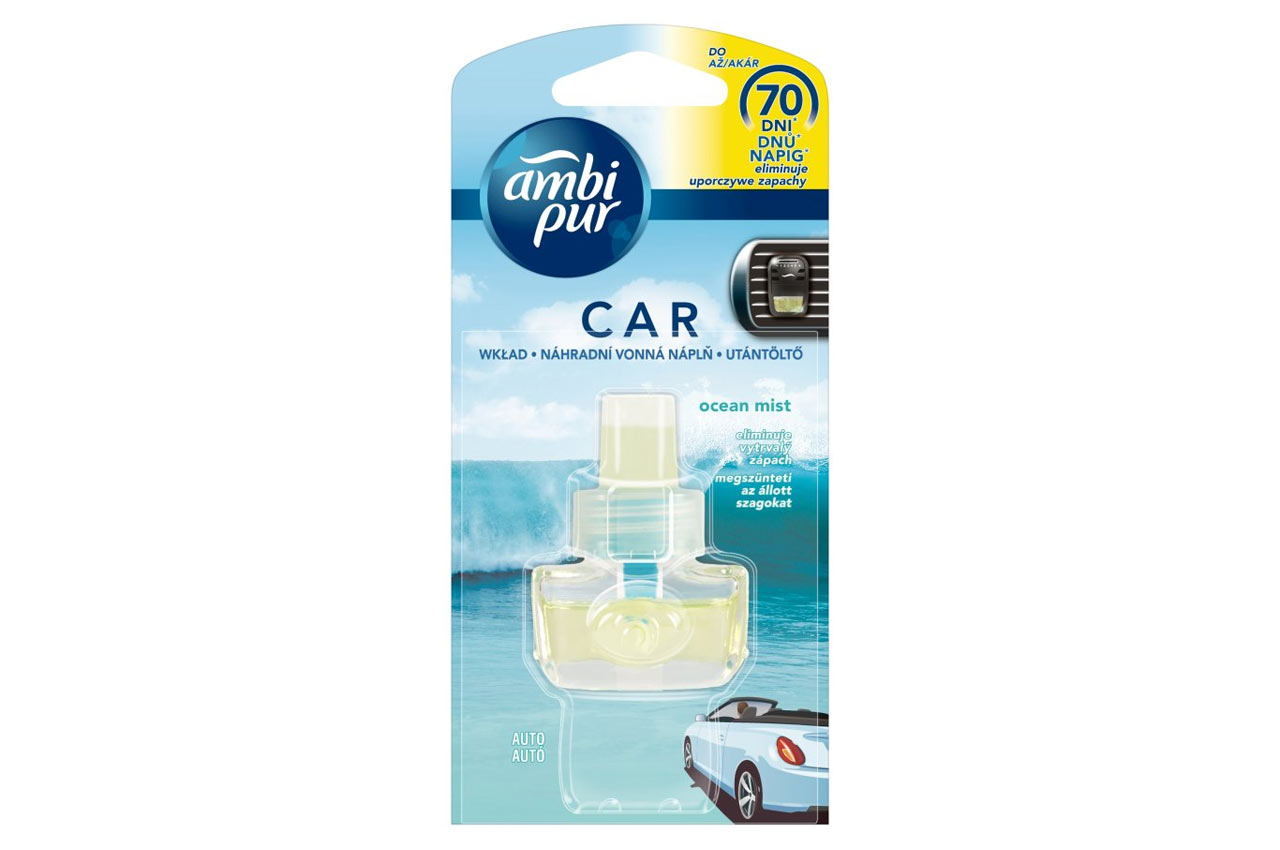 AMI-E7881--Ocean Mist to lekki i odświeżający zapach inspirowany przejażdżką wzdłuż laguny i powiewem znad wodospadu. Marka Ambi Pur to jedna z najbardziej rozpoznawalnych marek wśród producentów zapachów i odświeżaczy do domu i samochodu. Produkty cechuje oryg