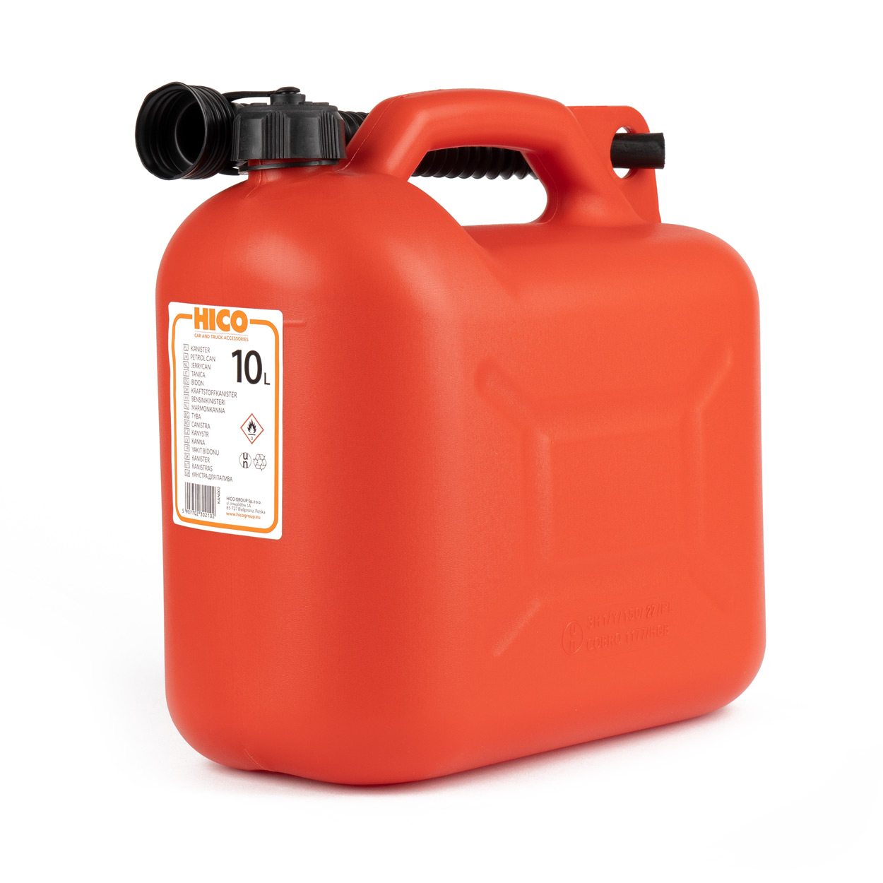 AMI-J1068--Produkt polski wykonany z najwyższej jakości materiałów z atestem. Produkt przeznaczony do przechowywania benzyny, ropy, olejów. Dodatkowo posiada lejek ułatwiający tankowanie. CERTYFIKAT UN: 3H1/Y/150/17/PL COBRO 1177/FGB