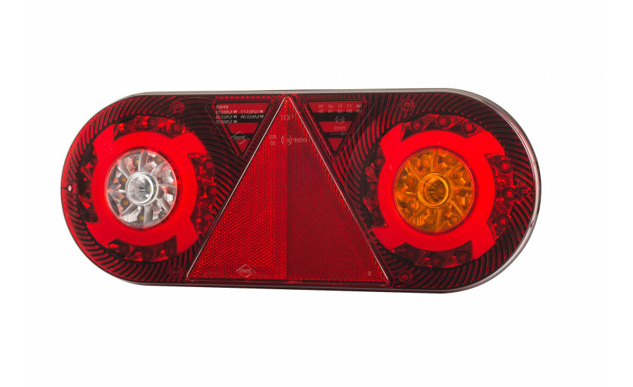 AMI-LZD 2551--Lampa zespolona tylna z trójkątem odblask. HOR 105, STELLA, diodowa 12/24 V, prawa (6-funkcyjna, przewód okrągły 6x0,5 mm2, długość 2 m)