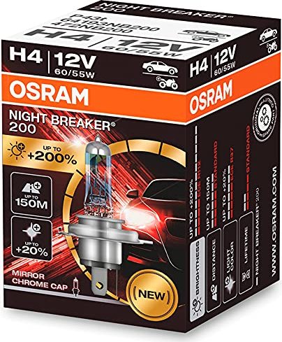 AMI-O-64193NB200--NIGHT BREAKER? 200 to najjaśniejsza halogenowa żarówka w historii OSRAM, która zapewnia aż 150 metrów oświetlonej drogi, do 20% bielsze (w porównaniu do standardowych żarówek halogenowych) oraz nawet 200% jaśniejsze światło, które pozwala kierowcom w