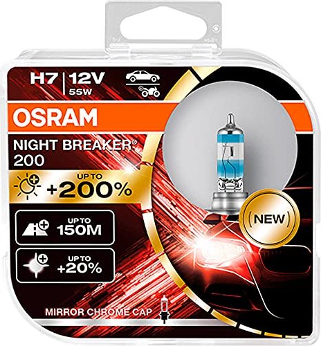 AMI-O-64210NB200-HCB--NIGHT BREAKER? 200 to najjaśniejsza halogenowa żarówka w historii OSRAM, która zapewnia aż 150 metrów oświetlonej drogi, do 20% bielsze (w porównaniu do standardowych żarówek halogenowych) oraz nawet 200% jaśniejsze światło, które pozwala kierowcom w