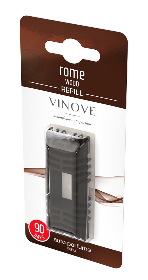 AMI-V11047/V08-10--Vinove Refill ROME Zapach Do Auta Wymienny wkład zapachowy WKŁAD - ROME WOOD Trwałość - 90 dni ROME to powiew historii ?wiecznego miasta? Rzymu. Przywodzi na myśl męstwo starożytnych Rzymian oraz wojowniczość gladiatorów. ROME to kwintesencja męskieg