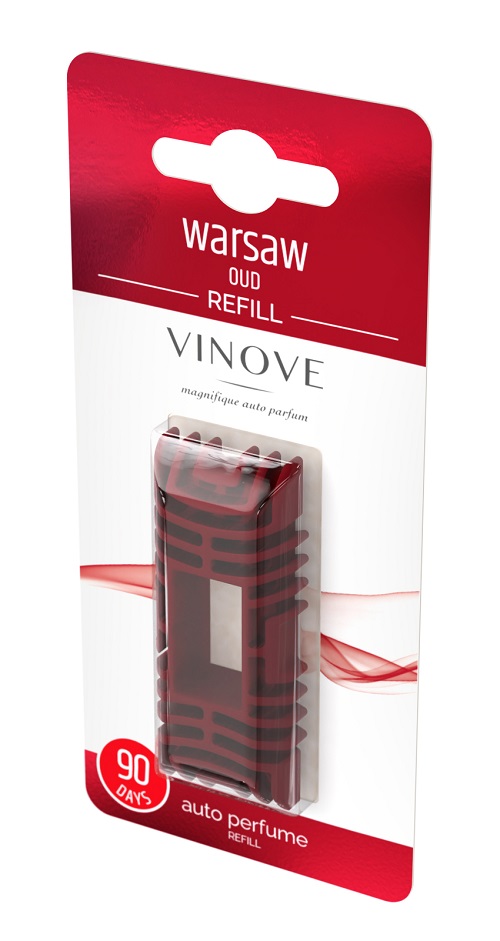 AMI-V11048/V08-11--Vinove Refill Warsaw Zapach Do Auta Wymienny wkład zapachowy To wymienny wkład do ekskluzywnych zapachów samochodowych Vinove. Zaklęty w WARSAW OUD zapach sukcesu przywołuje obraz silnej, stanowczej kobiety, pewnie stąpającej po ziemi. Bez ograniczeń