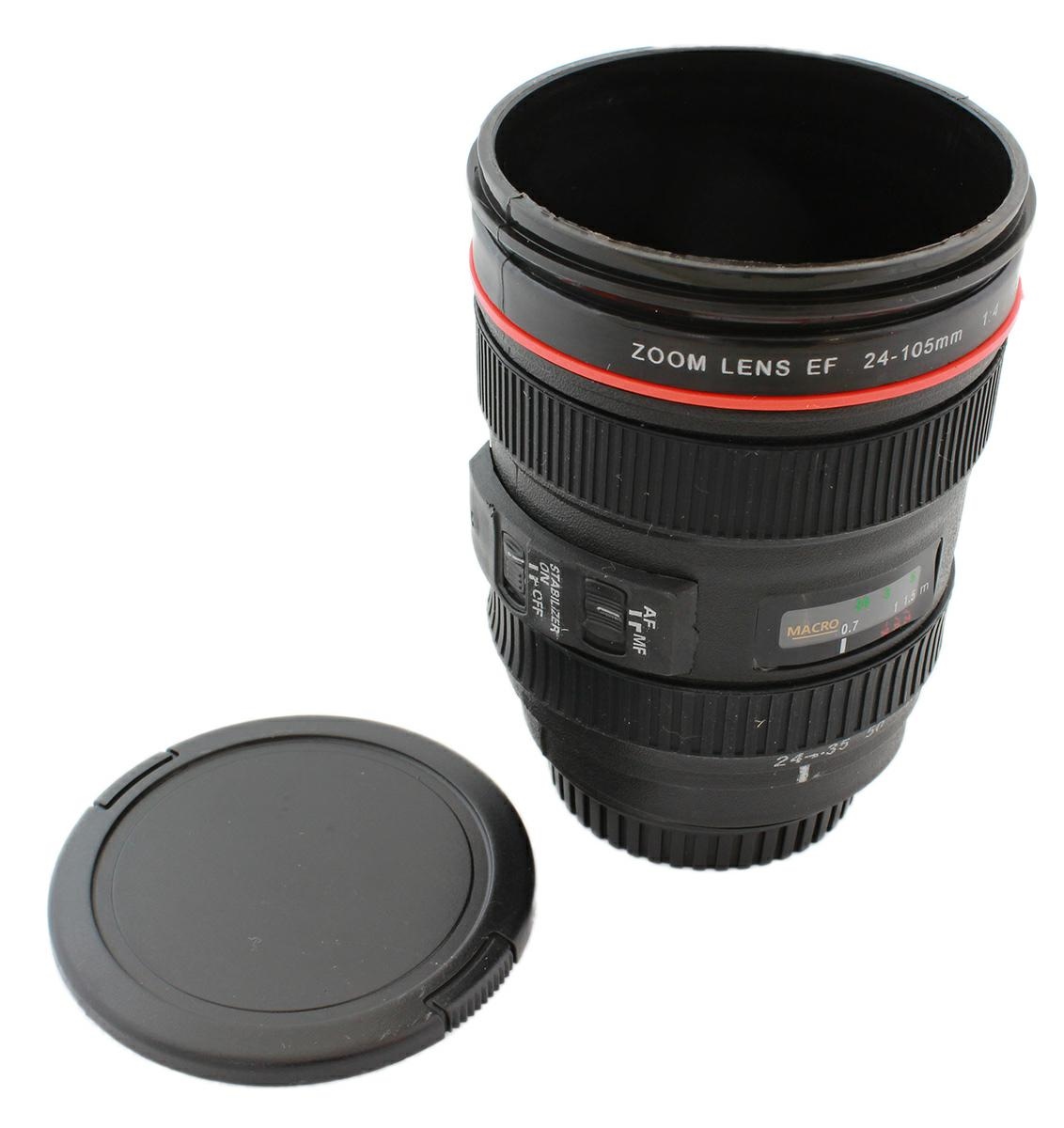 AG369A--Kubek termiczny inspirowany obiektywem typu Canon 24-105mm. Zabłyśnij niezwykłym gadżetem wśr&amp;oacute;d swoich znajomych! Wykonany z wysokiej jakości tworzywa sztucznego nadającego się do przechowywania napoj&amp;oacute;w. Szczelna zakrętk
