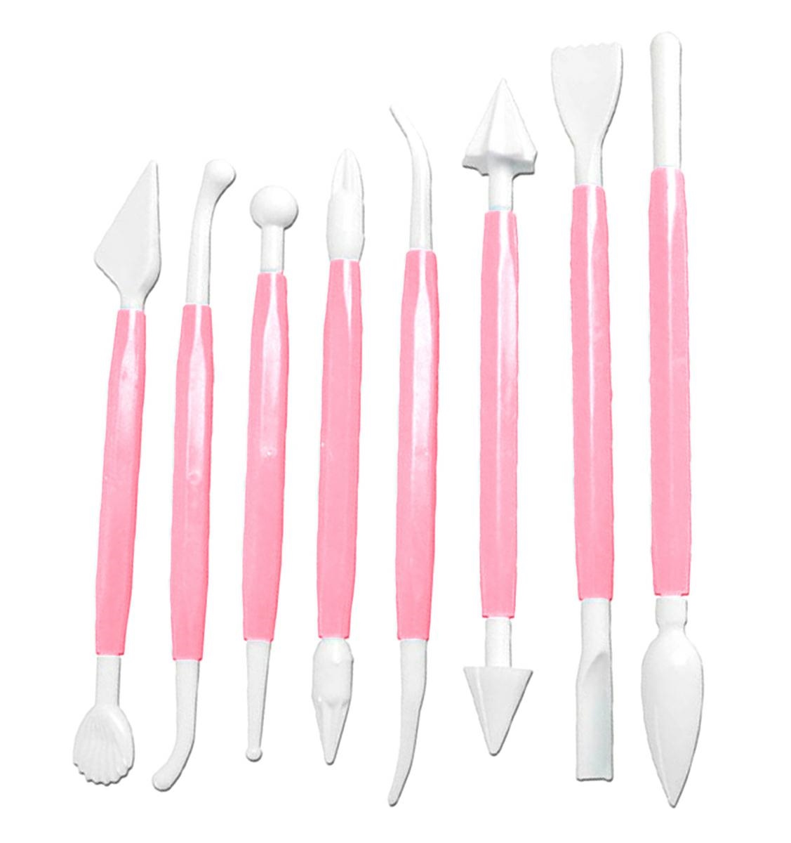 AG406L--Zestaw 8 szpatułek do dekoracji ciast i tort&amp;oacute;w. Doskonale sprawdzą się przy ozdabianiu wyrob&amp;oacute;w cukierniczych. Posiadają aż 16 zr&amp;oacute;żnicowanych końc&amp;oacute;wek umożliwiających kreatywne udekorowanie w