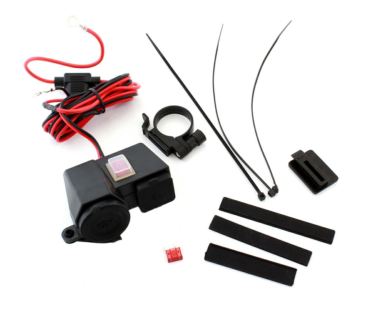 AG499B--Montażowe gniazdo zapalniczki 12V wyposażone w 2 dodatkowe porty USB o napięciu 5V i prądzie 2.1A! Doskonały do zastosowania w motocyklach, motorowerach, quadach, skuterach oraz wszystkich innych pojazdach posiadających instalację elektryczną 12V, al