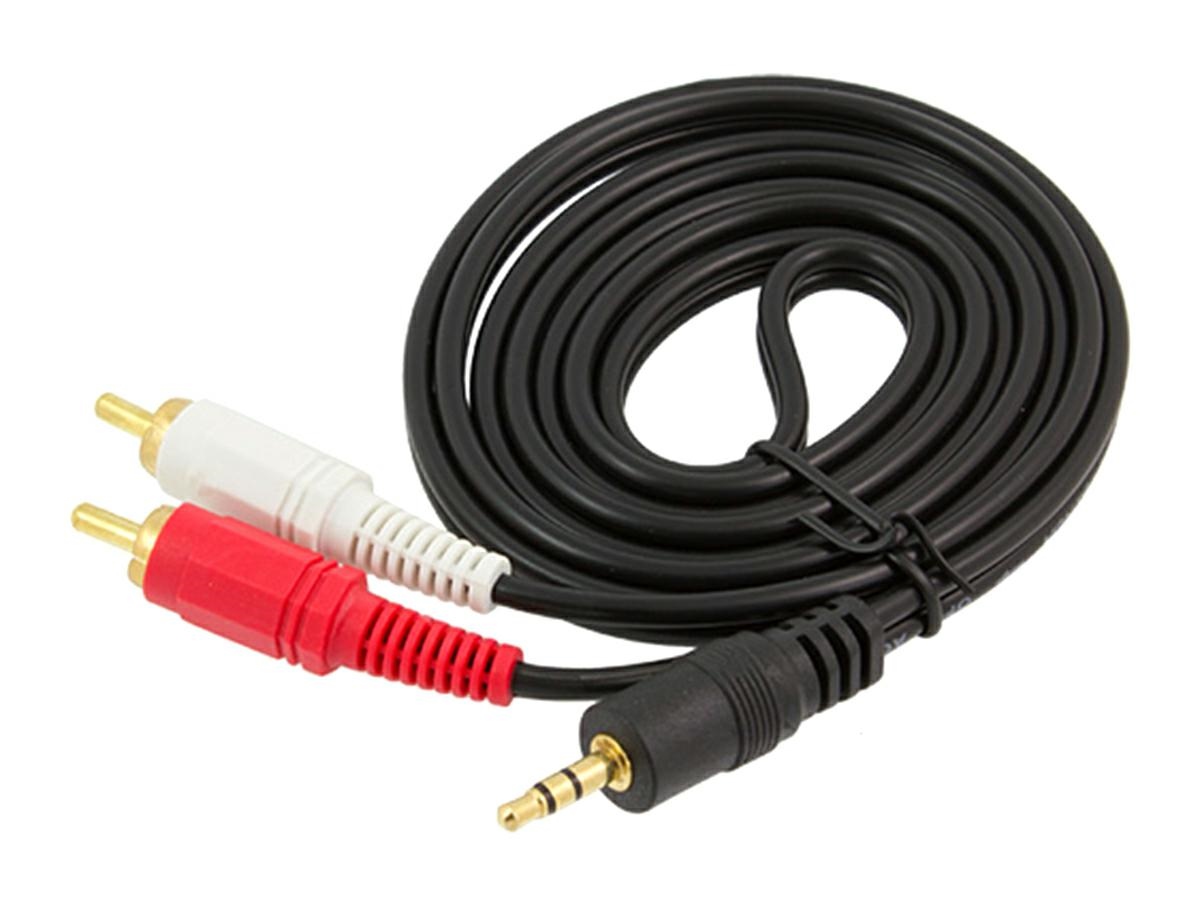 AK233--Kabel typu 2x RCA Cinch - JACK 3.5 mm o długości 1,5m. Przeznaczony do przesyłu sygnału audio pomiędzy różnymi urządzeniami np. odtwarzacze MP3, telewizory, odtwarzacze DVD, konsole do gier czy wzmacniacze audio.Cechy i specyfikacja produktu:Produkt 