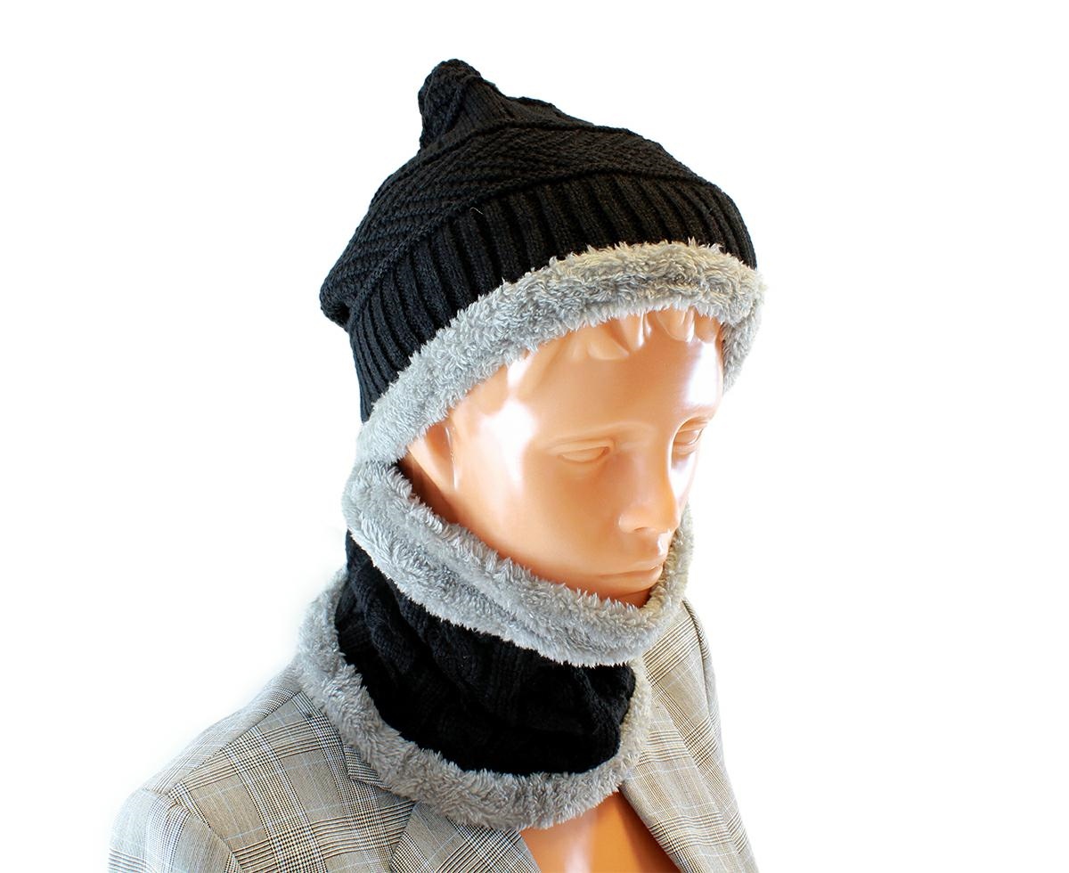 BQ52D--Ponadczasowy, damski zestaw zimowy - czapka i komin! Gwarantuje przeżycie w trudnym klimacie tundry oraz siarczystych mrozów na naszym gruncie. Wykonany z ciepłego i miłego w dotyku materiału. Klasyczna czapka chroni głowę przed zimnem. Wygodny komin